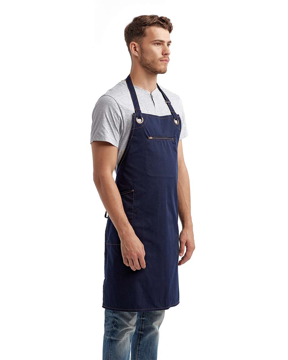 🔥 Artisan Collection by Reprime Barley Stitch Recycled Bib Apron Pockets RP121 - Picture 8 of 13
