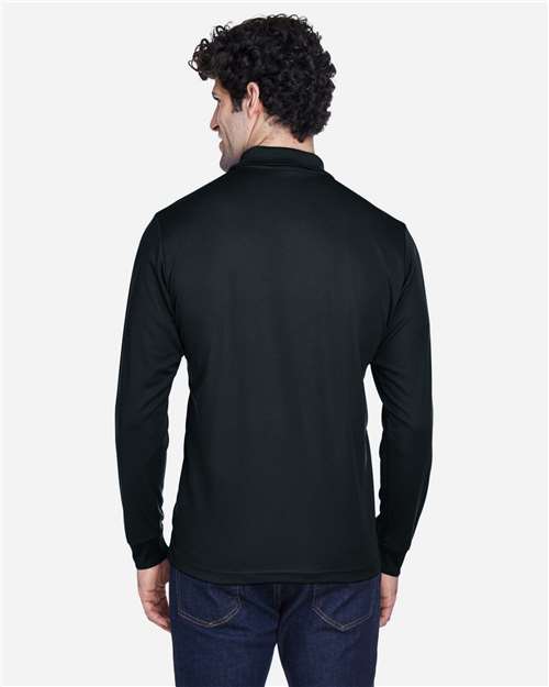 Men's Pinnacle Performance Long Sleeve Piqué Polo – On Model – Back