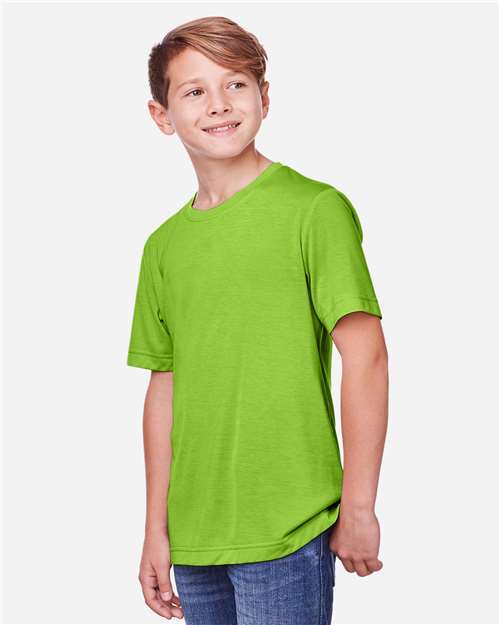 Youth Fusion ChromaSoft™ Performance T-Shirt – On Model – Side