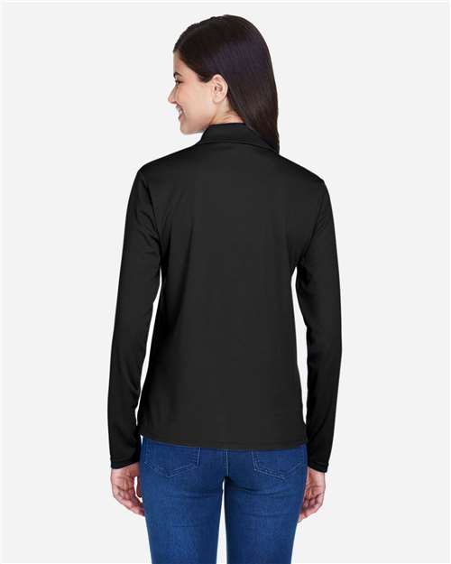 Women's Pinnacle Performance Long Sleeve Piqué Polo – On Model – Back