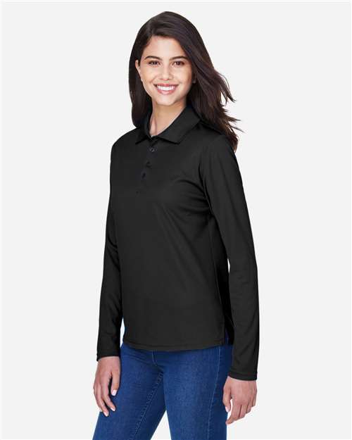 Women's Pinnacle Performance Long Sleeve Piqué Polo – On Model – Side