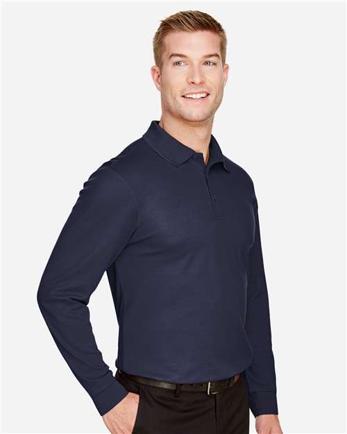 Men's CrownLux Performance® Plaited Long Sleeve Polo