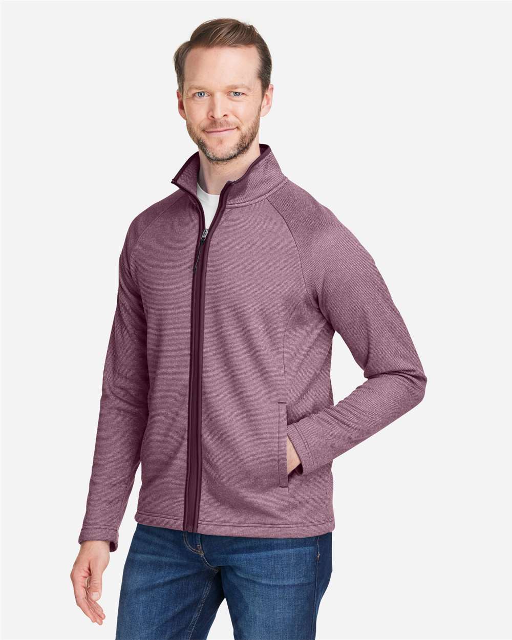 🔥 CORE365 Men Venture Heathered Stripe Jacket Full-Zip Up To 5XL CE72 - Picture 8 of 25
