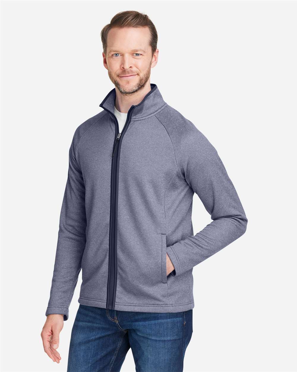🔥 CORE365 Men Venture Heathered Stripe Jacket Full-Zip Up To 5XL CE72 - Picture 14 of 25