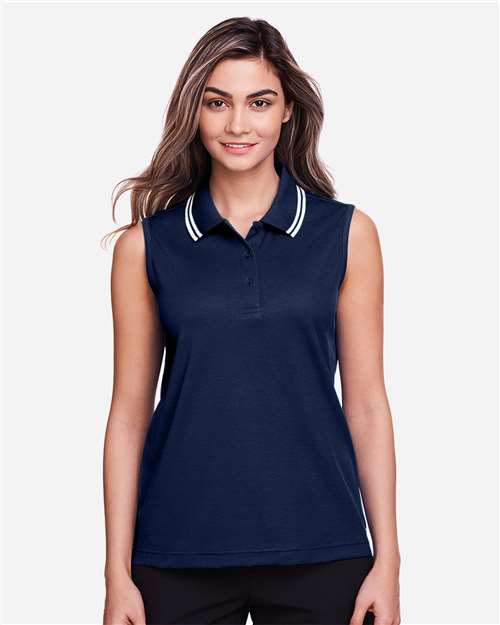 Women's CrownLux Performance® Plaited Tipped Sleeveless Polo