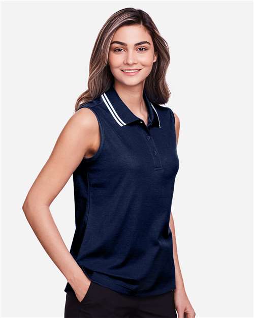 Women's CrownLux Performance® Plaited Tipped Sleeveless Polo