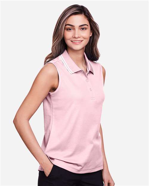 Women's CrownLux Performance® Plaited Tipped Sleeveless Polo