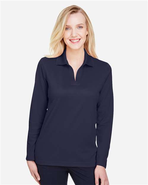 Women's CrownLux Performance® Plaited Long Sleeve Polo