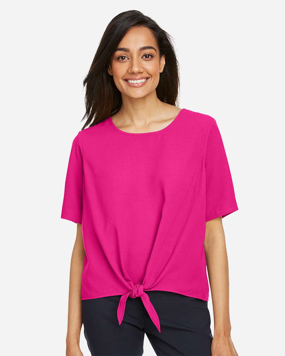 🔥 Devon & Jones Women Perfect Fit Tie Front Blouse Shirt Up To 3XL DP617W - Picture 9 of 37