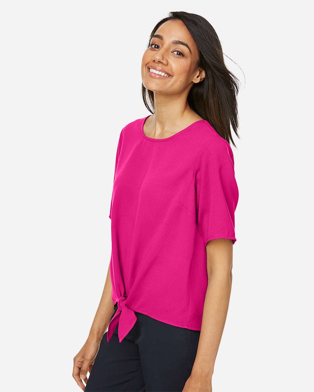 🔥 Devon & Jones Women Perfect Fit Tie Front Blouse Shirt Up To 3XL DP617W - Picture 8 of 37
