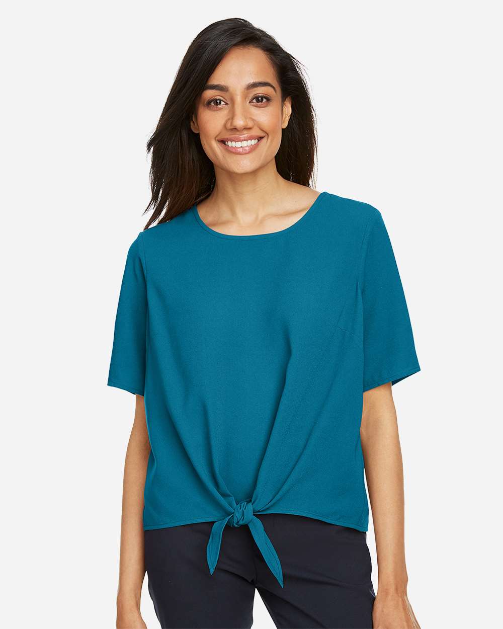 🔥 Devon & Jones Women Perfect Fit Tie Front Blouse Shirt Up To 3XL DP617W - Picture 15 of 37