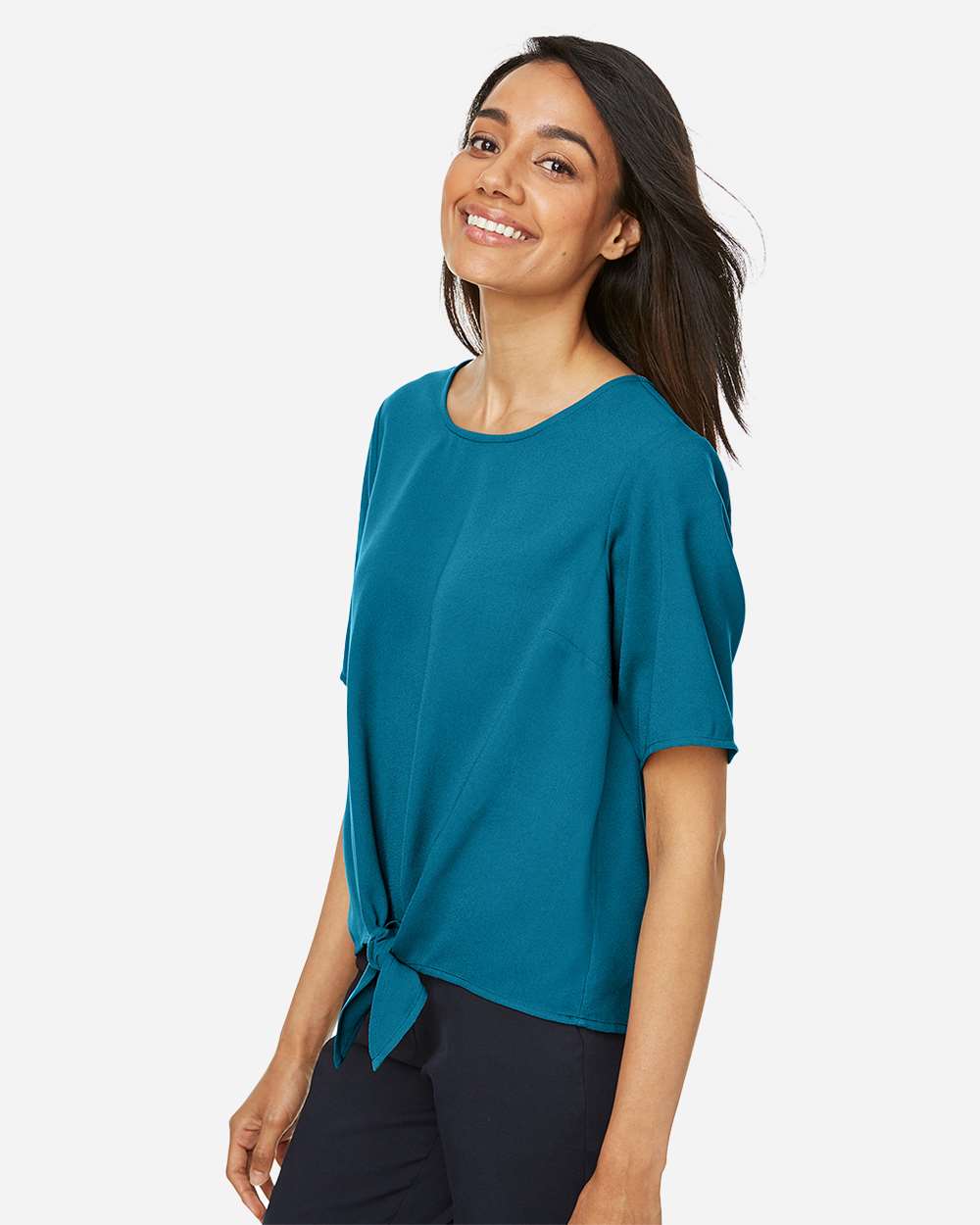 🔥 Devon & Jones Women Perfect Fit Tie Front Blouse Shirt Up To 3XL DP617W - Picture 14 of 37