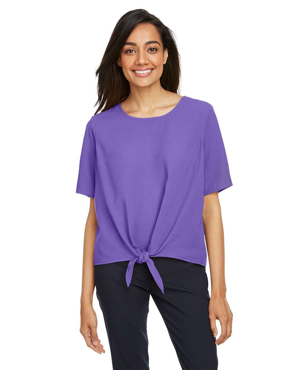 🔥 Devon & Jones Women Perfect Fit Tie Front Blouse Shirt Up To 3XL DP617W - Picture 21 of 37
