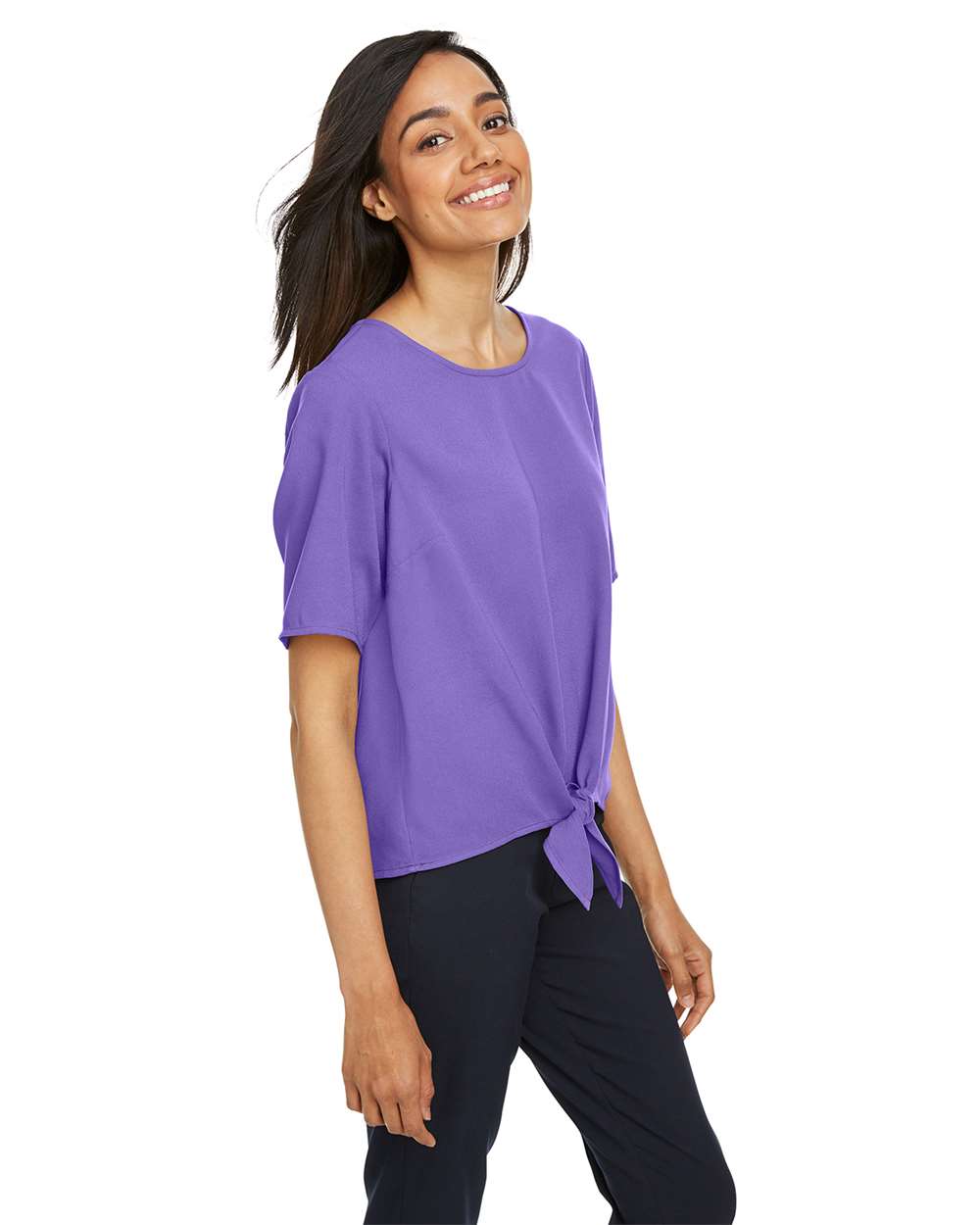 🔥 Devon & Jones Women Perfect Fit Tie Front Blouse Shirt Up To 3XL DP617W - Picture 20 of 37