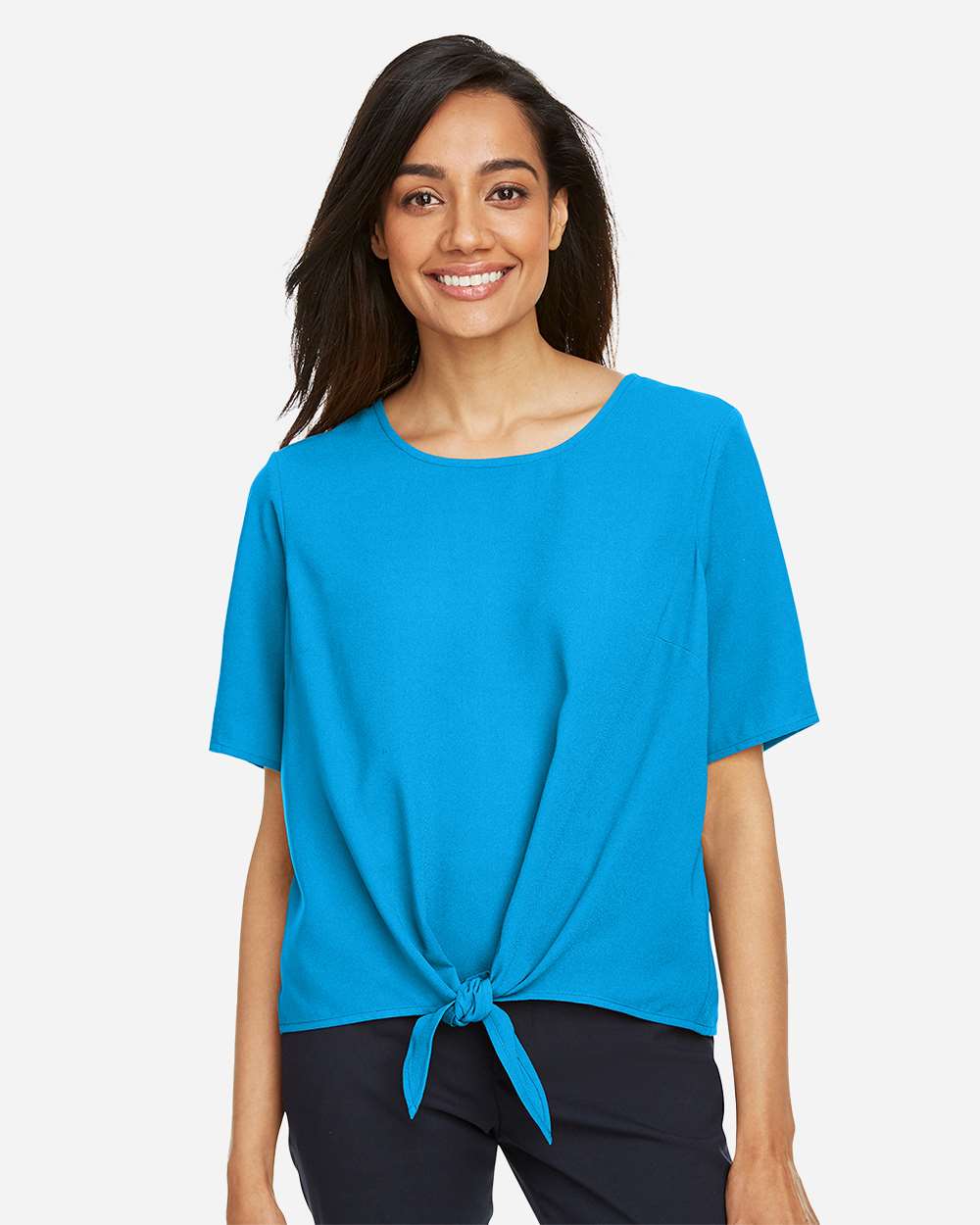 🔥 Devon & Jones Women Perfect Fit Tie Front Blouse Shirt Up To 3XL DP617W - Picture 33 of 37