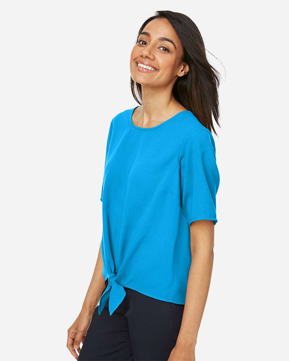 🔥 Devon & Jones Women Perfect Fit Tie Front Blouse Shirt Up To 3XL DP617W - Picture 32 of 37