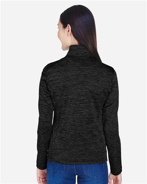 Women's Newbury Mélange Fleece Quarter-Zip Pullover – On Model – Back