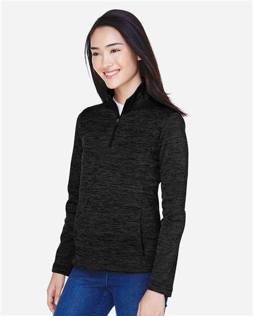 Women's Newbury Mélange Fleece Quarter-Zip Pullover – On Model – Side