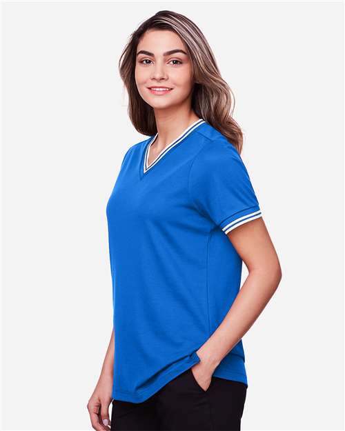 Women's CrownLux Performance® Plaited Tipped V-Neck Shirt