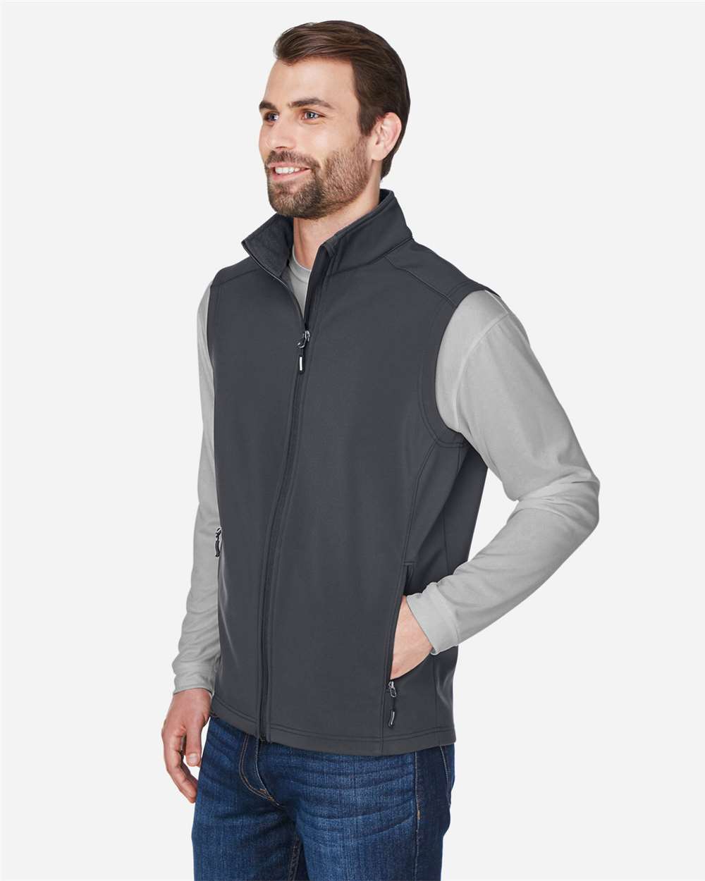 🔥 CORE365 Men's Cruise Two-Layer Fleece Bonded Soft Shell Vest Up To 5XL CE701 - Picture 7 of 21