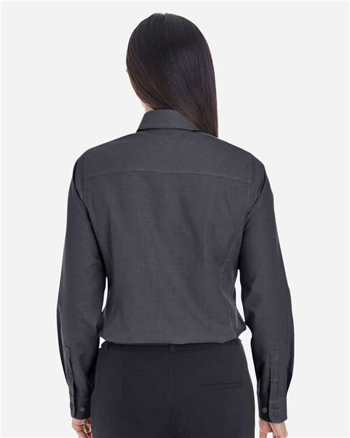 Women's Crown Collection® Royal Dobby Woven Dress Shirt – On Model – Back