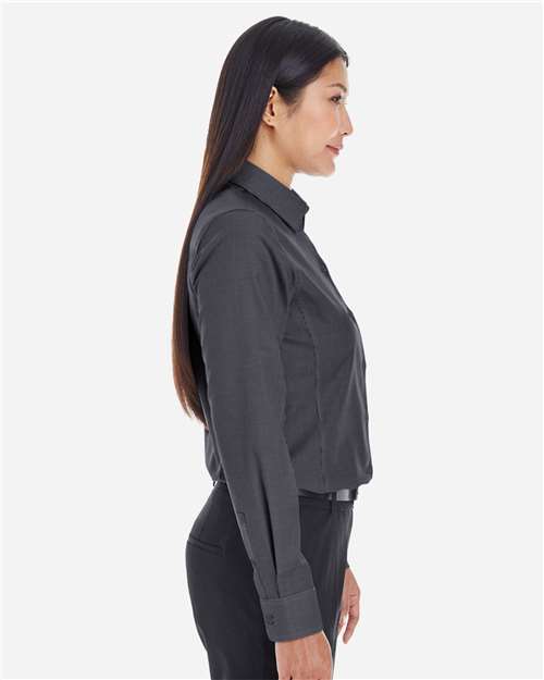 Women's Crown Collection® Royal Dobby Woven Dress Shirt – On Model – Side