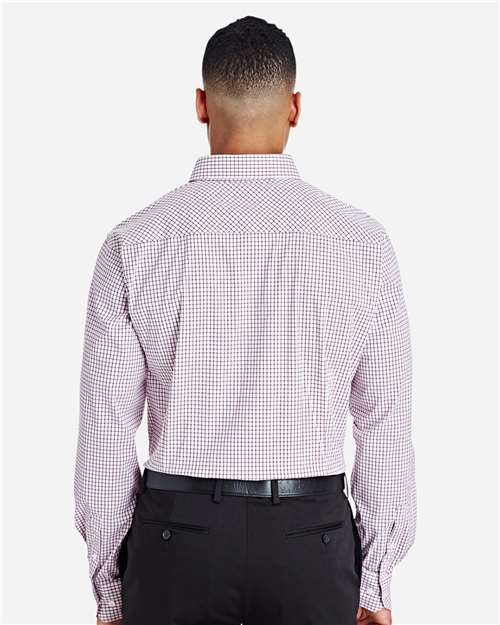Men's CrownLux Performance® Micro Windowpane Woven Dress Shirt – On Model – Back