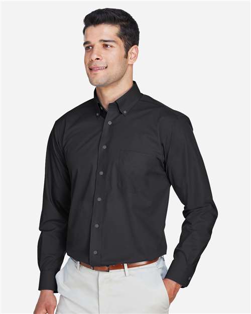 Men's Tall Crown Collection® Broadcloth Woven Dress Shirt – On Model – Side