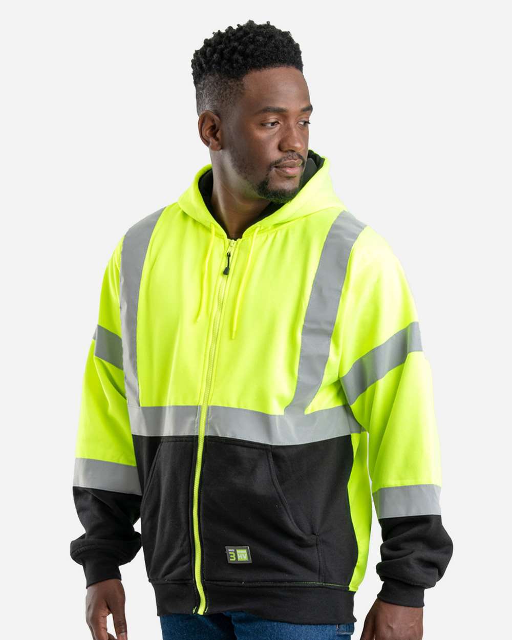 vishu@ Berne Apparel HVF023 - Men's Hi-Vis Class 3 Color Block Full-Zip