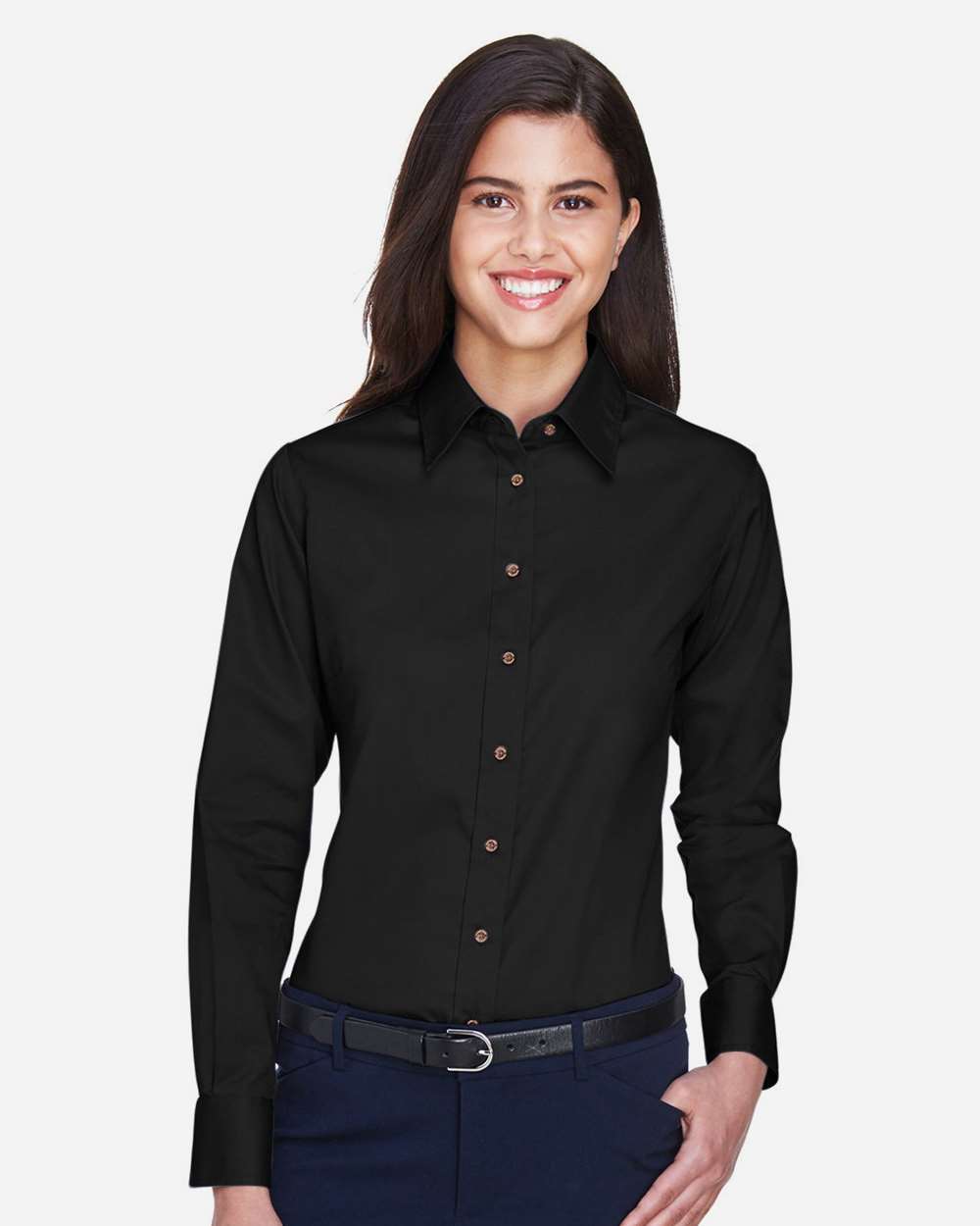 🔥 Harriton Women's Easy Blend Long Sleeve Twill Dress Shirt Up To 3XL M500W