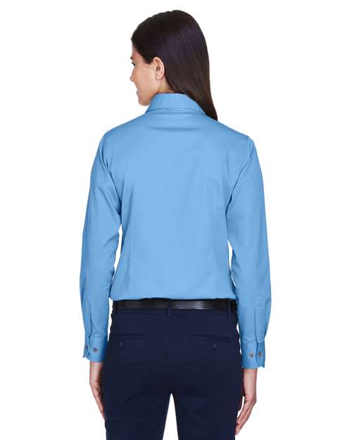 Women's Easy Blend™ Long Sleeve Twill Dress Shirt with Stain-Release – On Model – Back