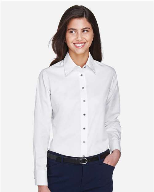 Harriton M500W - Women's Easy Blend Long Sleeve Twill Dress Shirt with  Stain-Release
