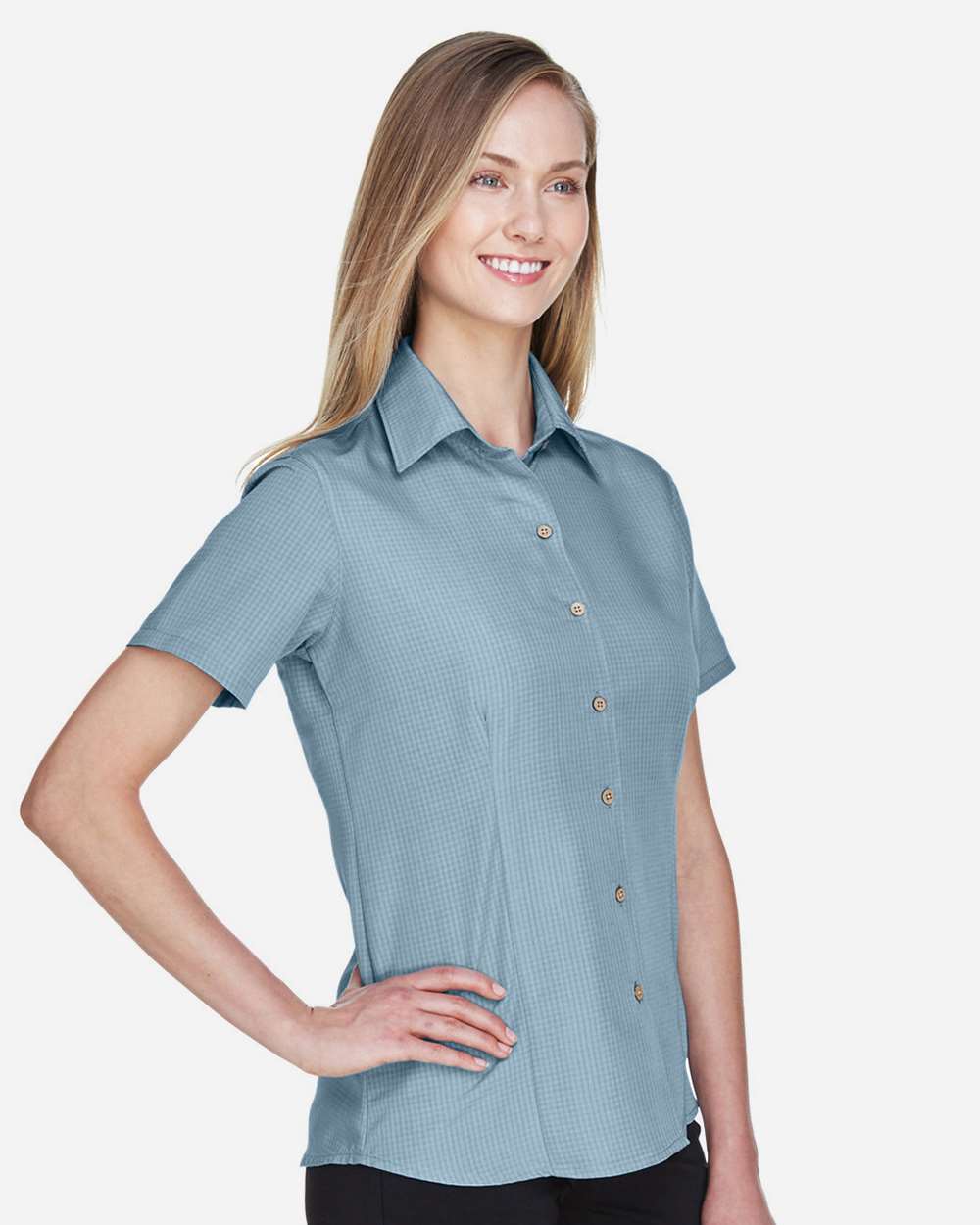 đ„ Harriton Women Barbados Textured Camp Shirt Short Sleeve Up To 3XL M560W - Picture 7 of 51
