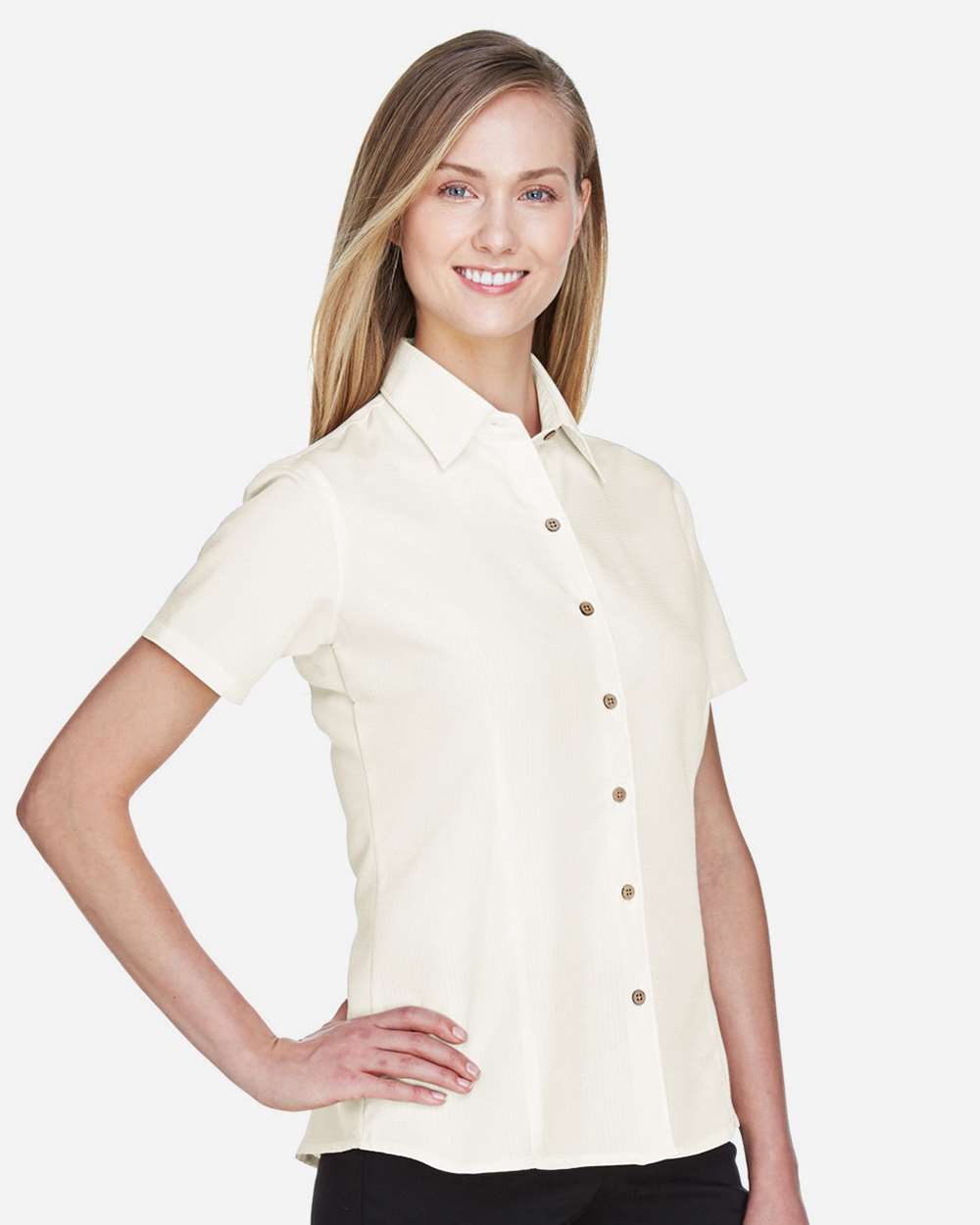 đ„ Harriton Women Barbados Textured Camp Shirt Short Sleeve Up To 3XL M560W - Picture 12 of 51