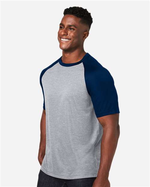 Unisex Zone Colorblock Raglan T-Shirt – On Model – Side