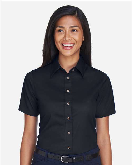 Women's Easy Blend™ Short Sleeve Twill Dress Shirt with Stain-Release