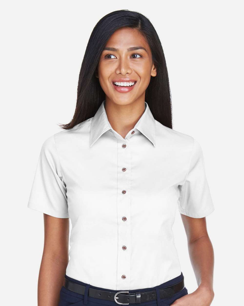 Harriton M500SW - Women's Easy Blend™ Short Sleeve Twill Dress Shirt with  Stain-Release
