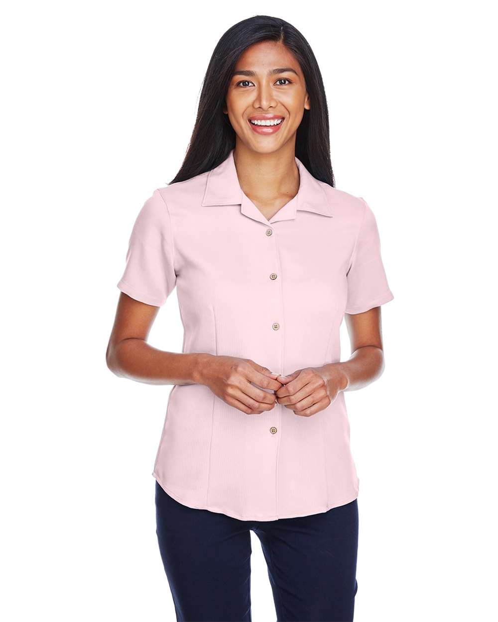 🔥 Harriton Women Bahama Cord Camp Shirt Short Sleeve button Up To 2XL M570W - Picture 8 of 41