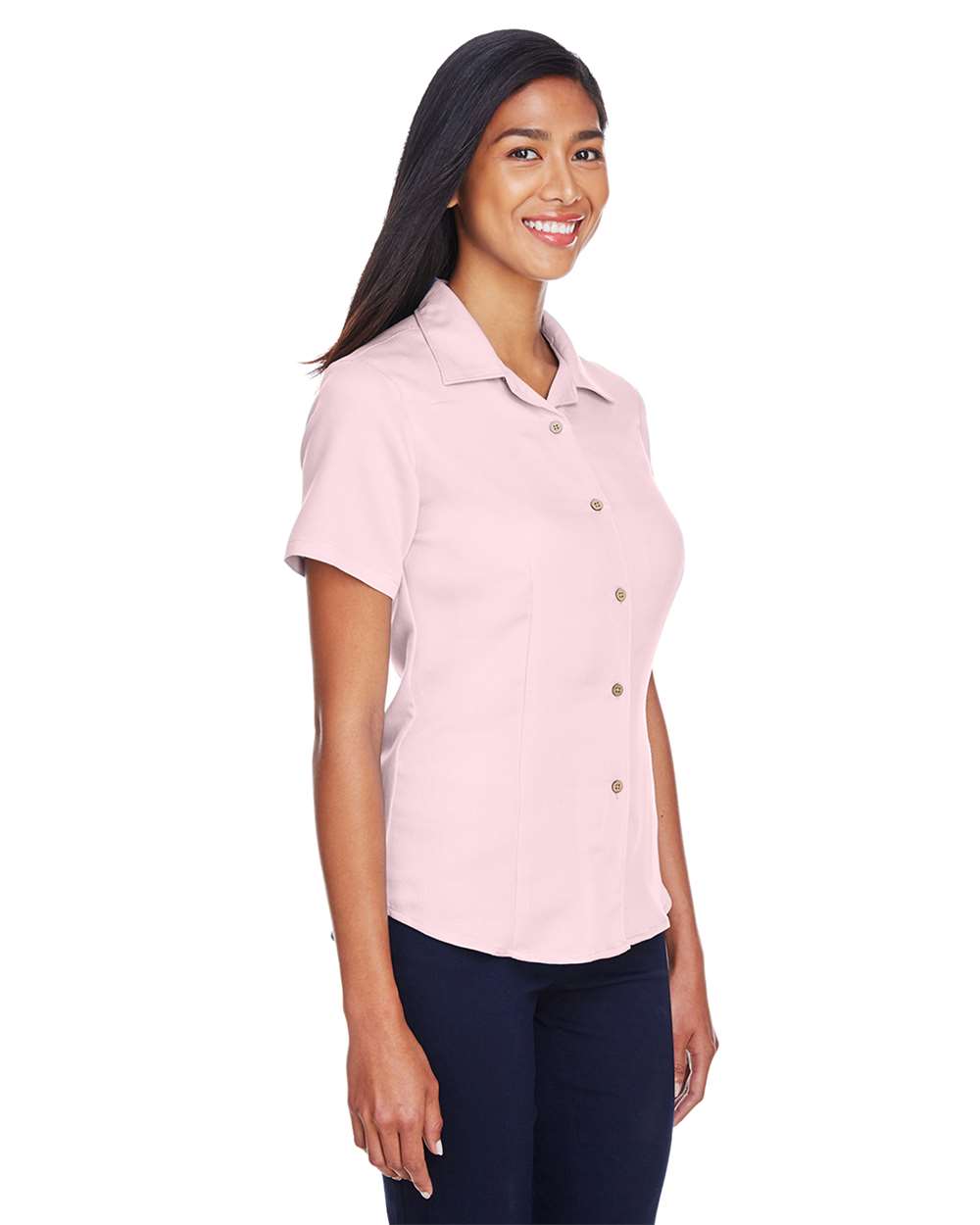 🔥 Harriton Women Bahama Cord Camp Shirt Short Sleeve button Up To 2XL M570W - Picture 7 of 41