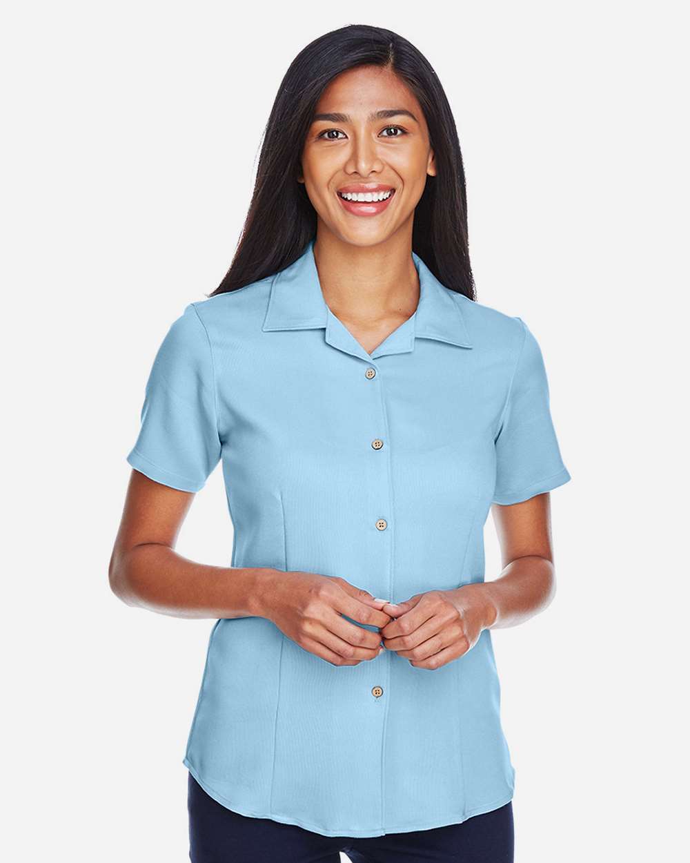 🔥 Harriton Women Bahama Cord Camp Shirt Short Sleeve button Up To 2XL M570W - Picture 13 of 41