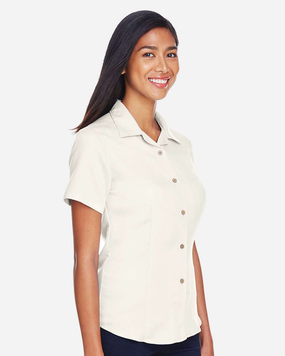 🔥 Harriton Women Bahama Cord Camp Shirt Short Sleeve button Up To 2XL M570W - Picture 17 of 41