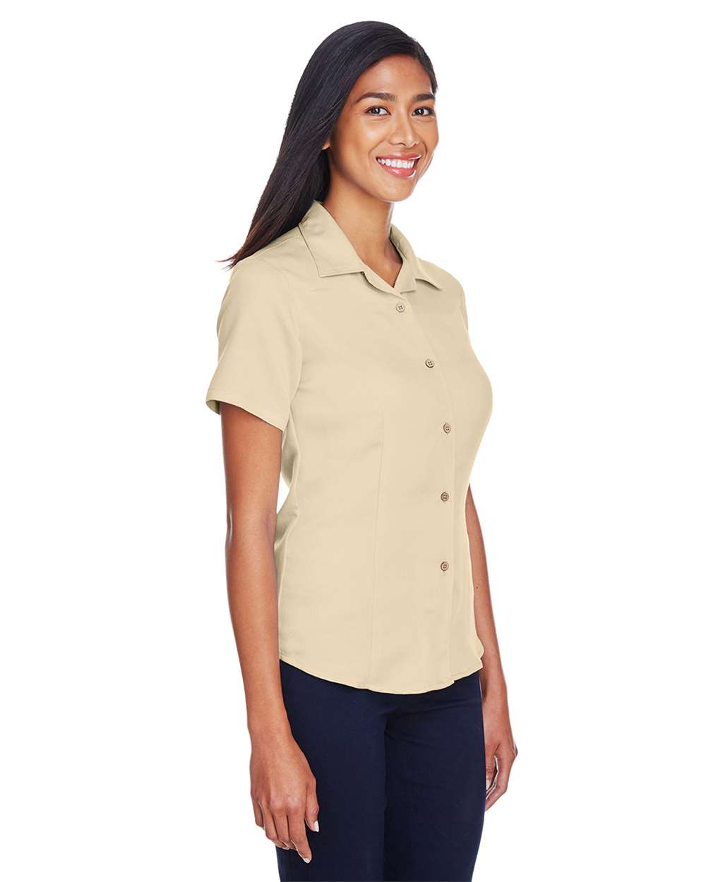 🔥 Harriton Women Bahama Cord Camp Shirt Short Sleeve button Up To 2XL M570W - Picture 32 of 41