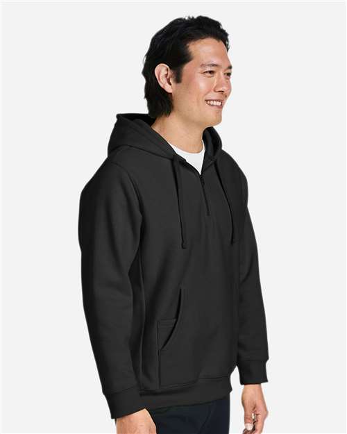 Unisex Zone HydroSport™ Heavyweight Quarter-Zip Hooded Sweatshirt – On Model – Side