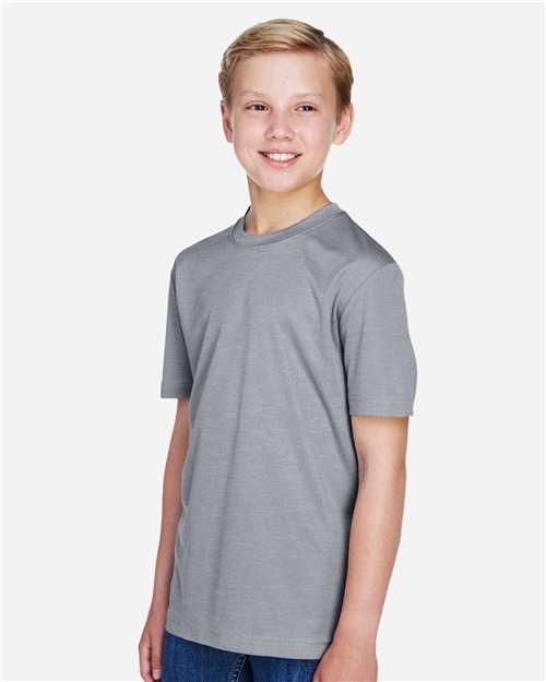 Youth Sonic Heather Performance T-Shirt – On Model – Side