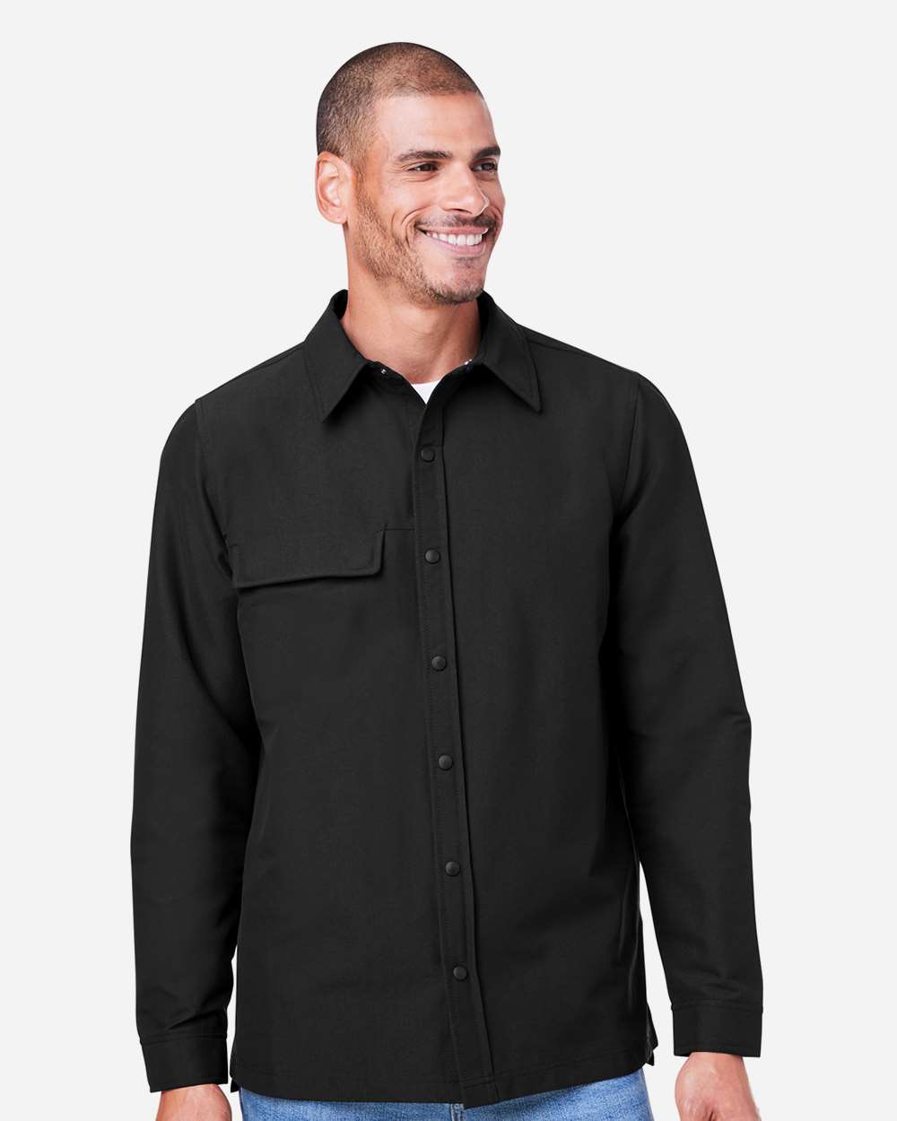 🔥 Harriton Men Flex Twill Blend Overshirt pocket Long Sleeve Up To 5XL M72