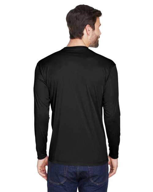 Men's Cool & Dry Sport Long Sleeve Performance Interlock T-Shirt – On Model – Back