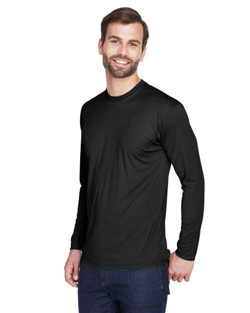 Men's Cool & Dry Sport Long Sleeve Performance Interlock T-Shirt – On Model – Side