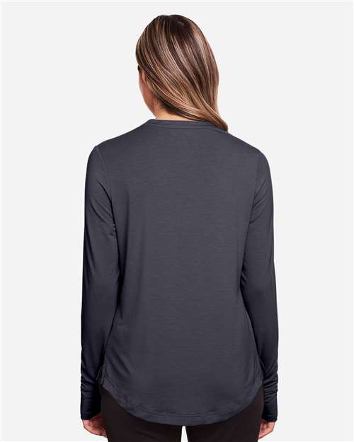 Women's JAQ Stretch Performance V-Neck Snap Pullover – On Model – Back