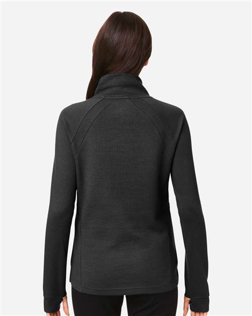 Women's Rhythm Waffle Cross-Neck Pullover – On Model – Back