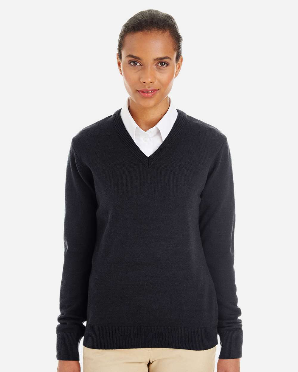 【SHIHO】AMERICANA Pile Back Henry Tops Harriton M420W - Women's Pilbloc V-Neck Sweater